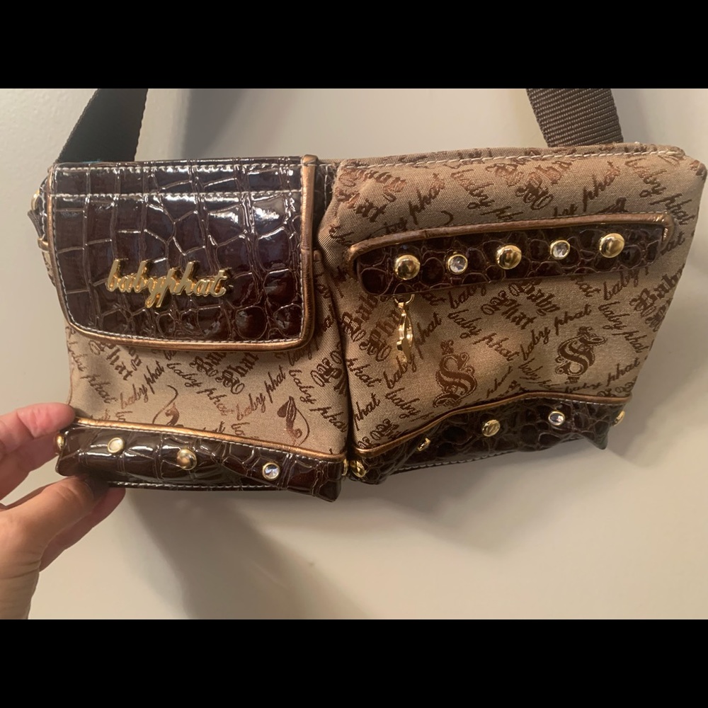 Vintage Baby Phat Fanny Pack Bag Brown and gold hardware